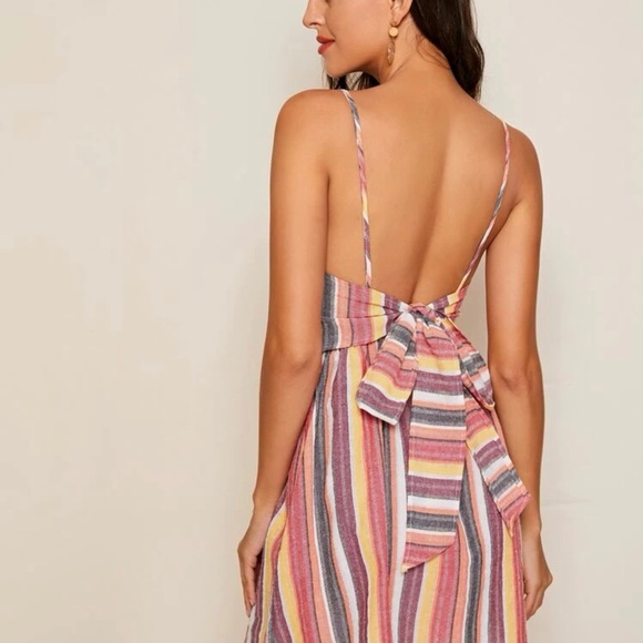 Tie back stripped summer dress - Picture 2 of 4